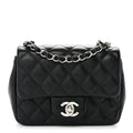 Lambskin Quilted Mini Square Flap Black