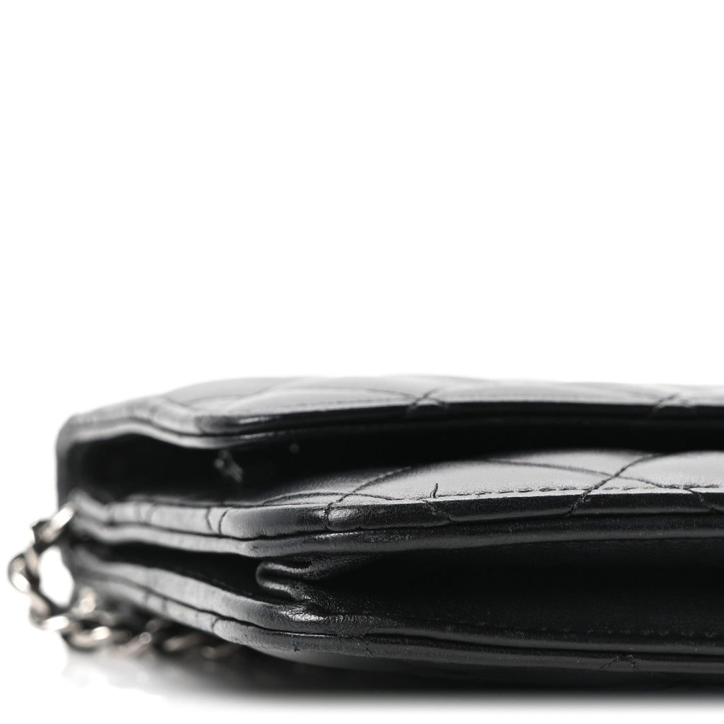 Lambskin Quilted Wallet On Chain WOC Black
