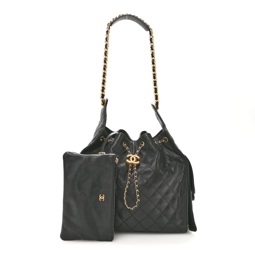 Caviar Quilted Medium Chanel 25 Handbag Black
