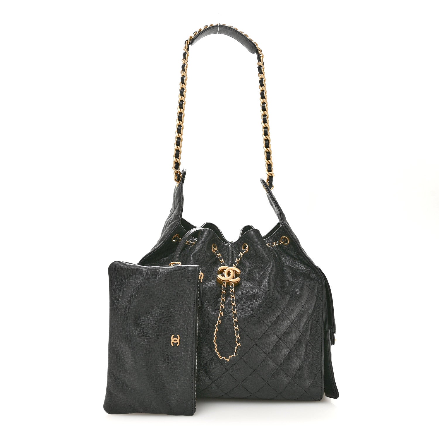 Caviar Quilted Medium Chanel 25 Handbag Black