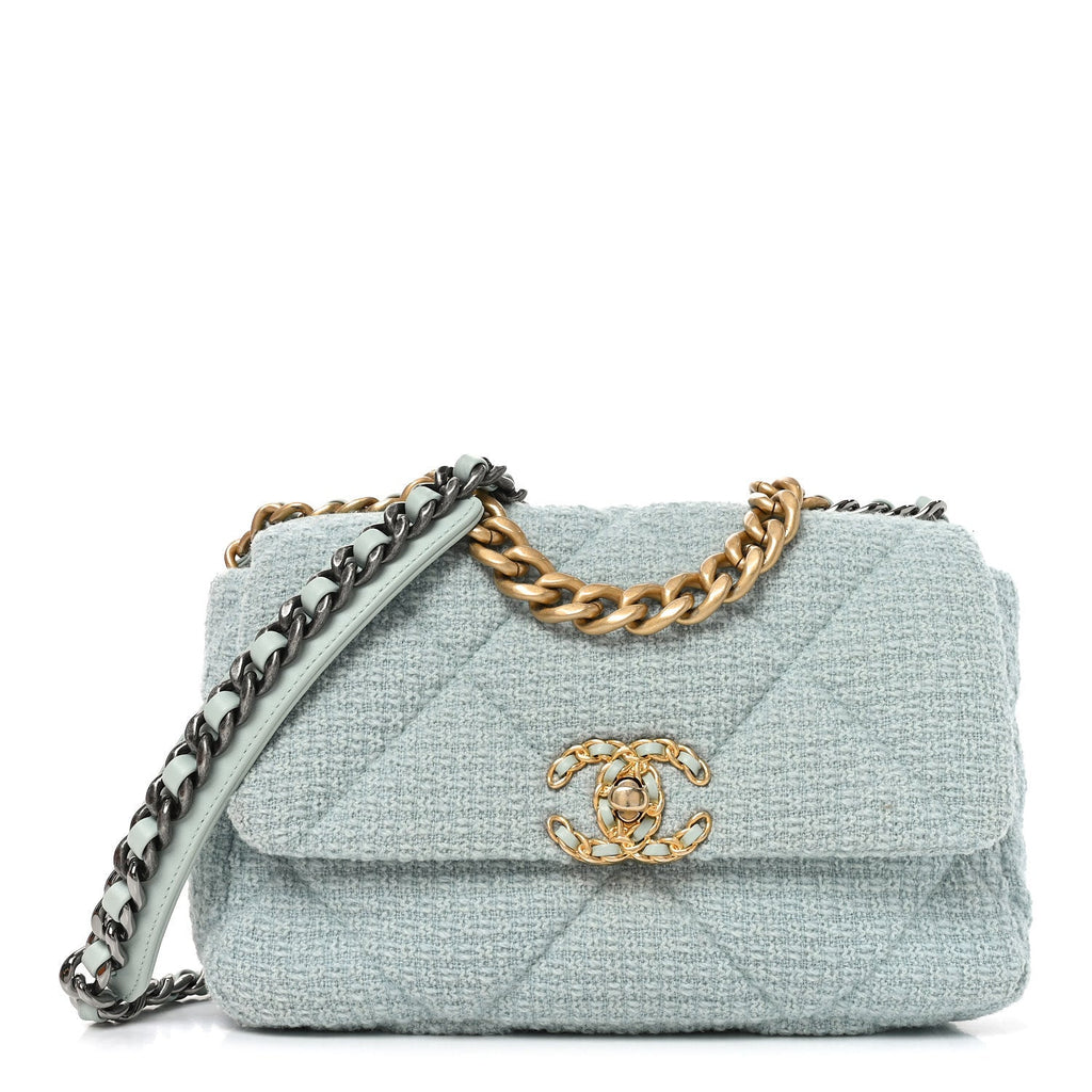 Tweed Quilted Medium Chanel 19 Flap Blue Multicolor