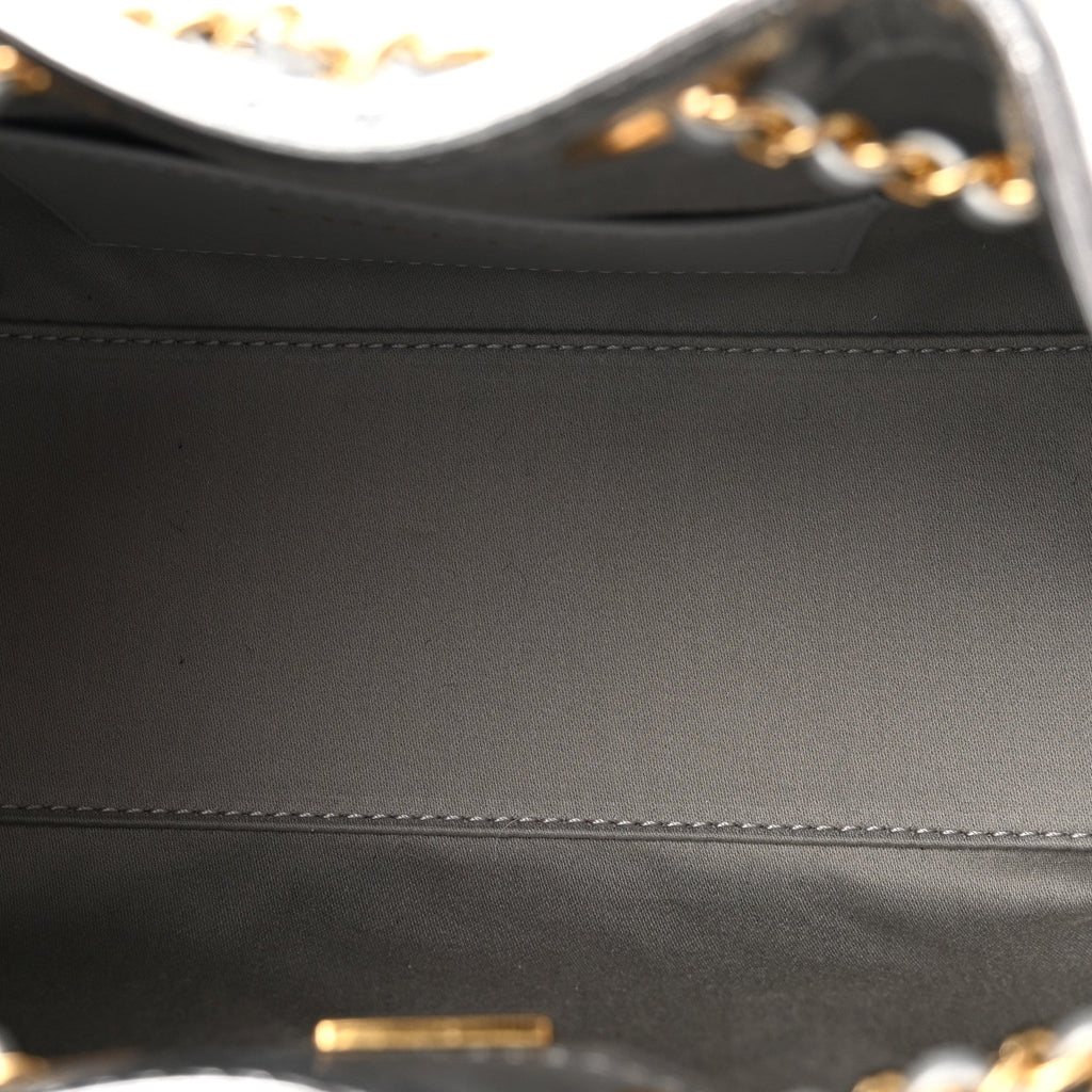 Metallic Aged Calfskin Quilted Mini Chanel 25 Handbag Silver