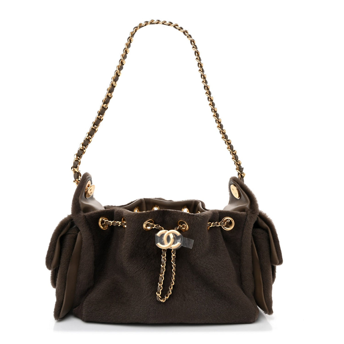 Pony Hair Mini Chanel 25 Handbag Dark Khaki