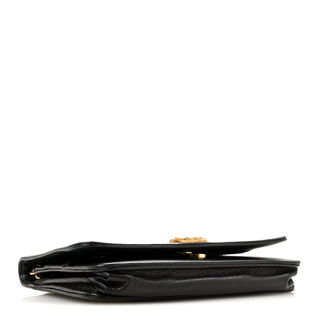 Caviar Chevron Quilted Boy Wallet On Chain WOC Black