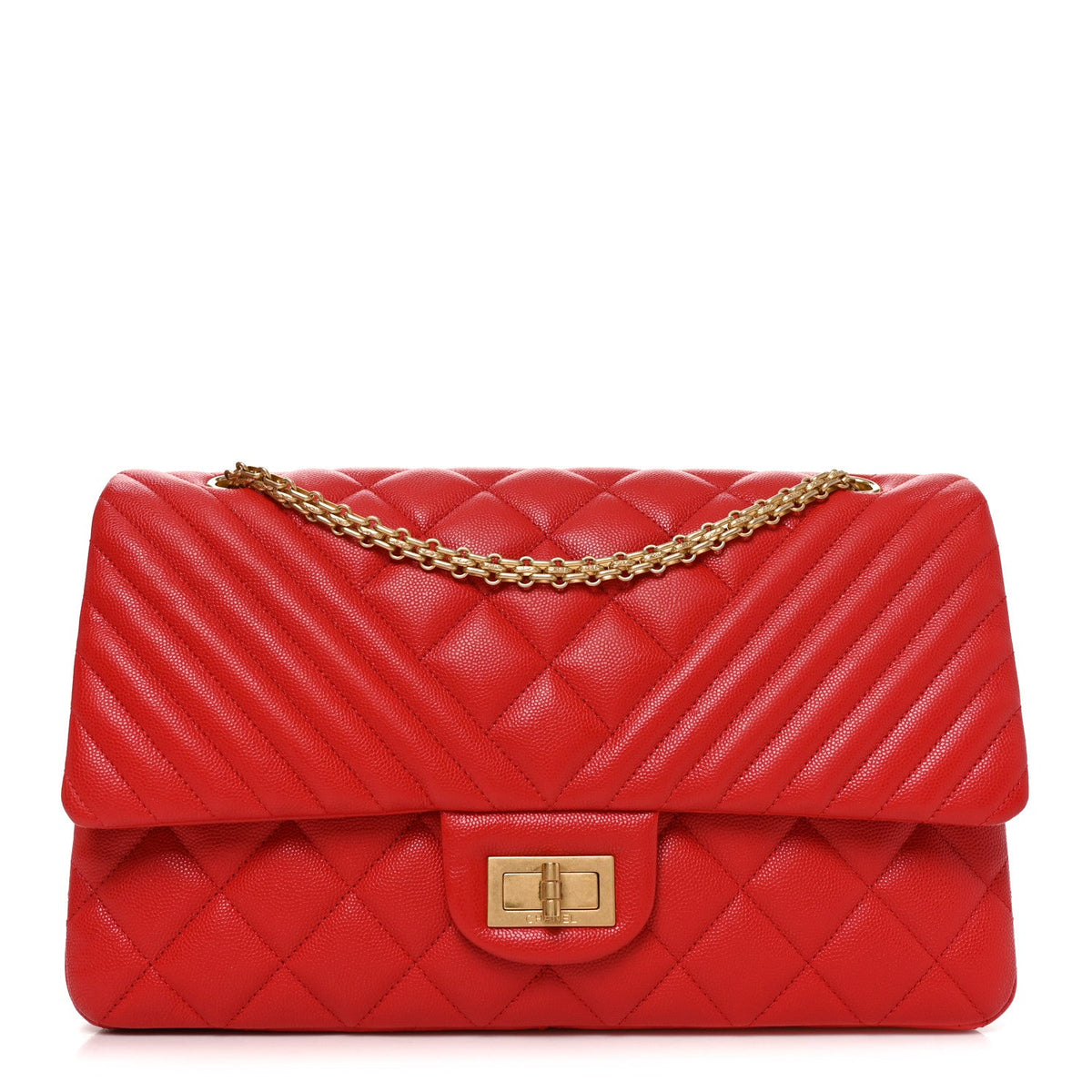 Caviar Chevron Quilted 2.55 Reissue 227 Flap Red
