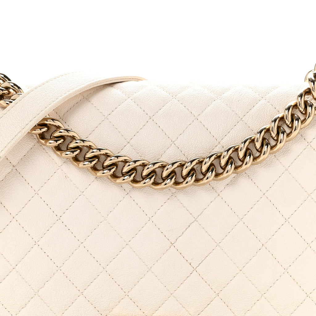 Caviar Quilted New Medium Boy Flap White
