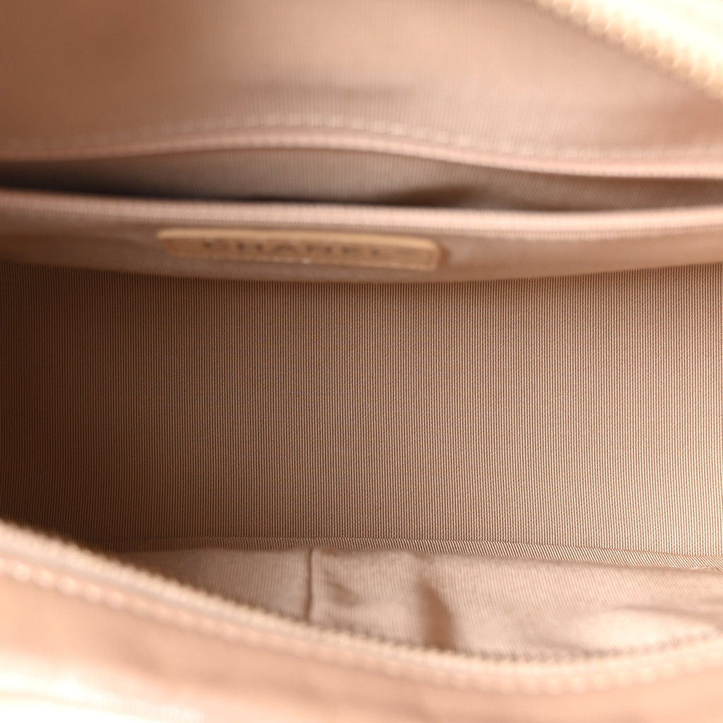 Iridescent Aged Calfskin Quilted Medium Gabrielle Hobo Light Pink