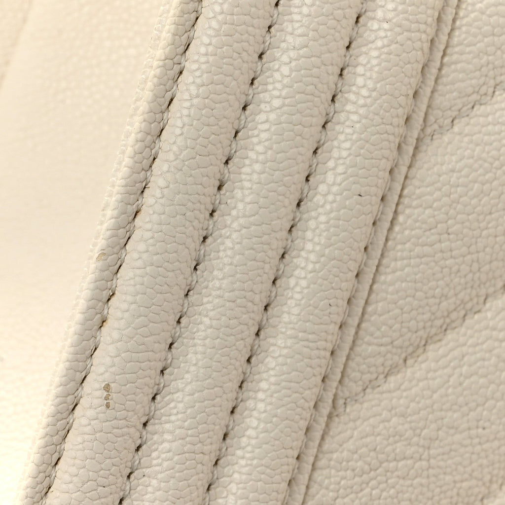 Caviar Chevron Quilted Small Boy Flap White