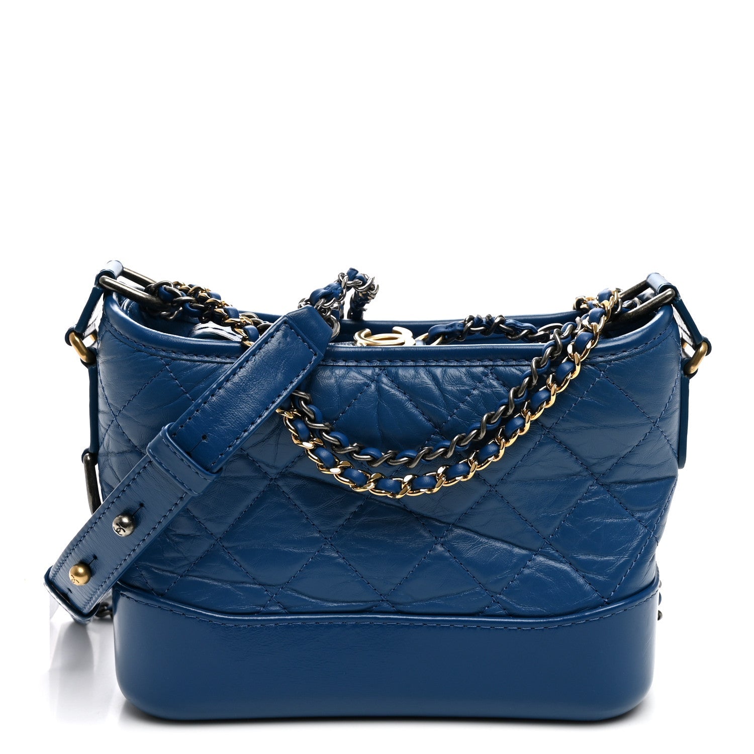 Aged Calfskin Quilted Small Gabrielle Hobo Blue