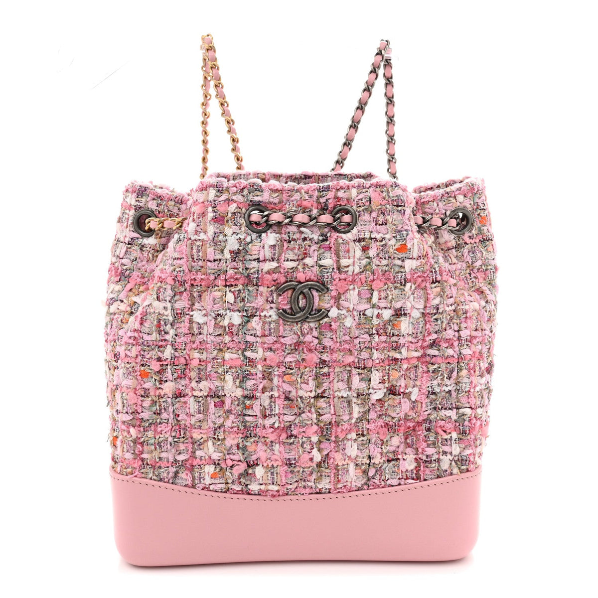 Tweed Calfskin Quilted Gabrielle Backpack Pink