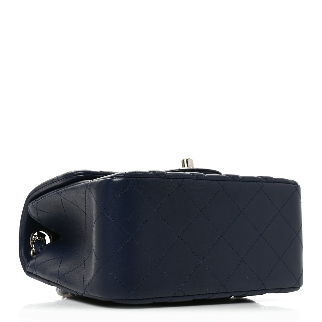Lambskin Quilted Mini Square Flap Navy