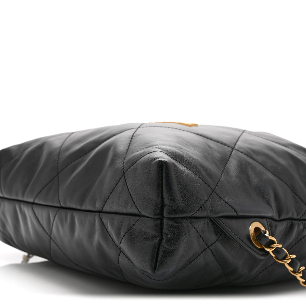 Shiny Calfskin Quilted Chanel 22 Backpack Black