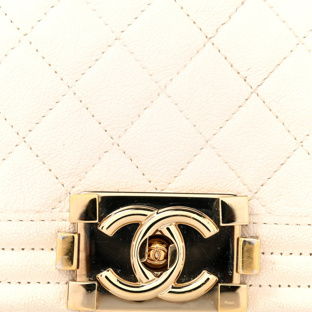 Caviar Quilted New Medium Boy Flap White