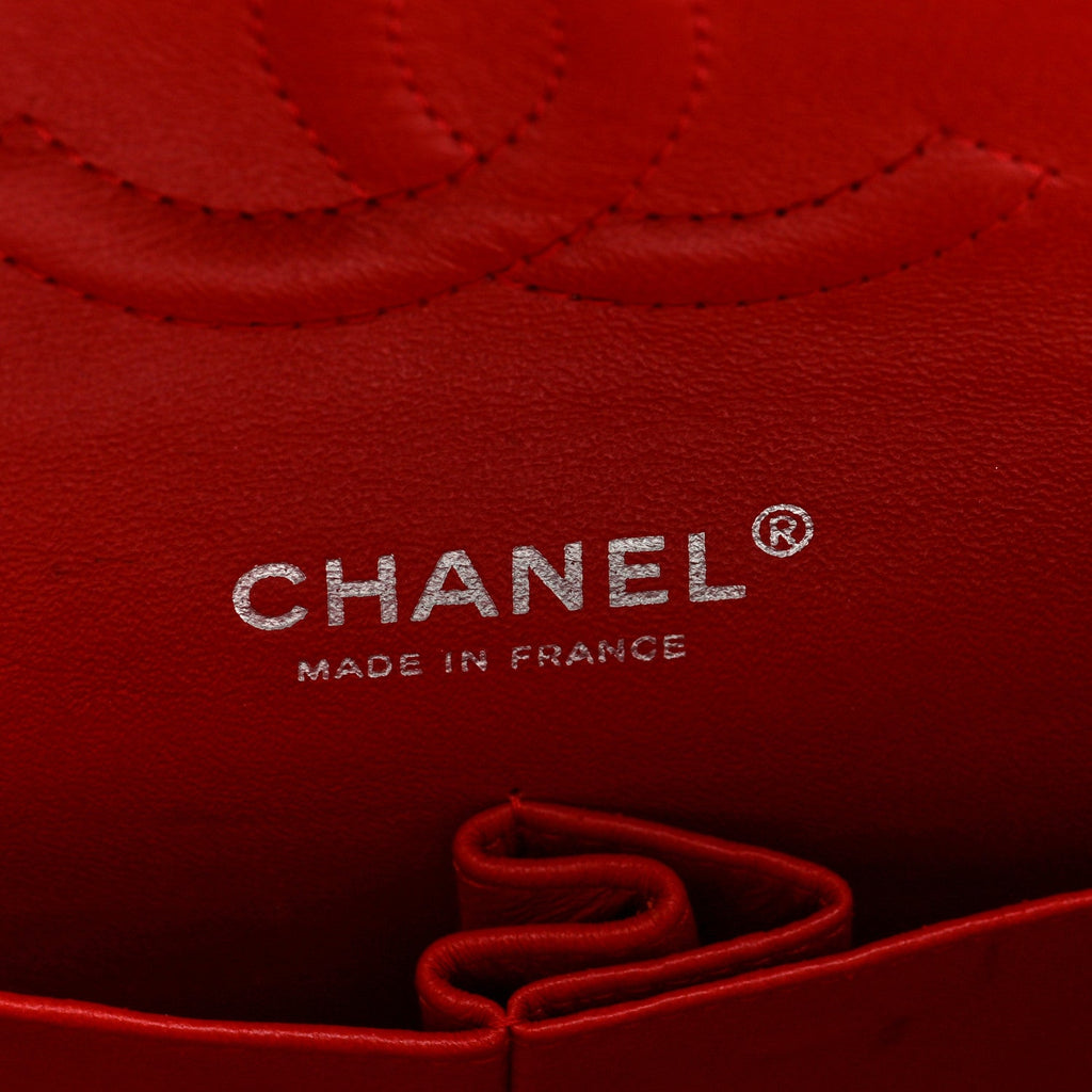 Lambskin Quilted Medium Double Flap Red