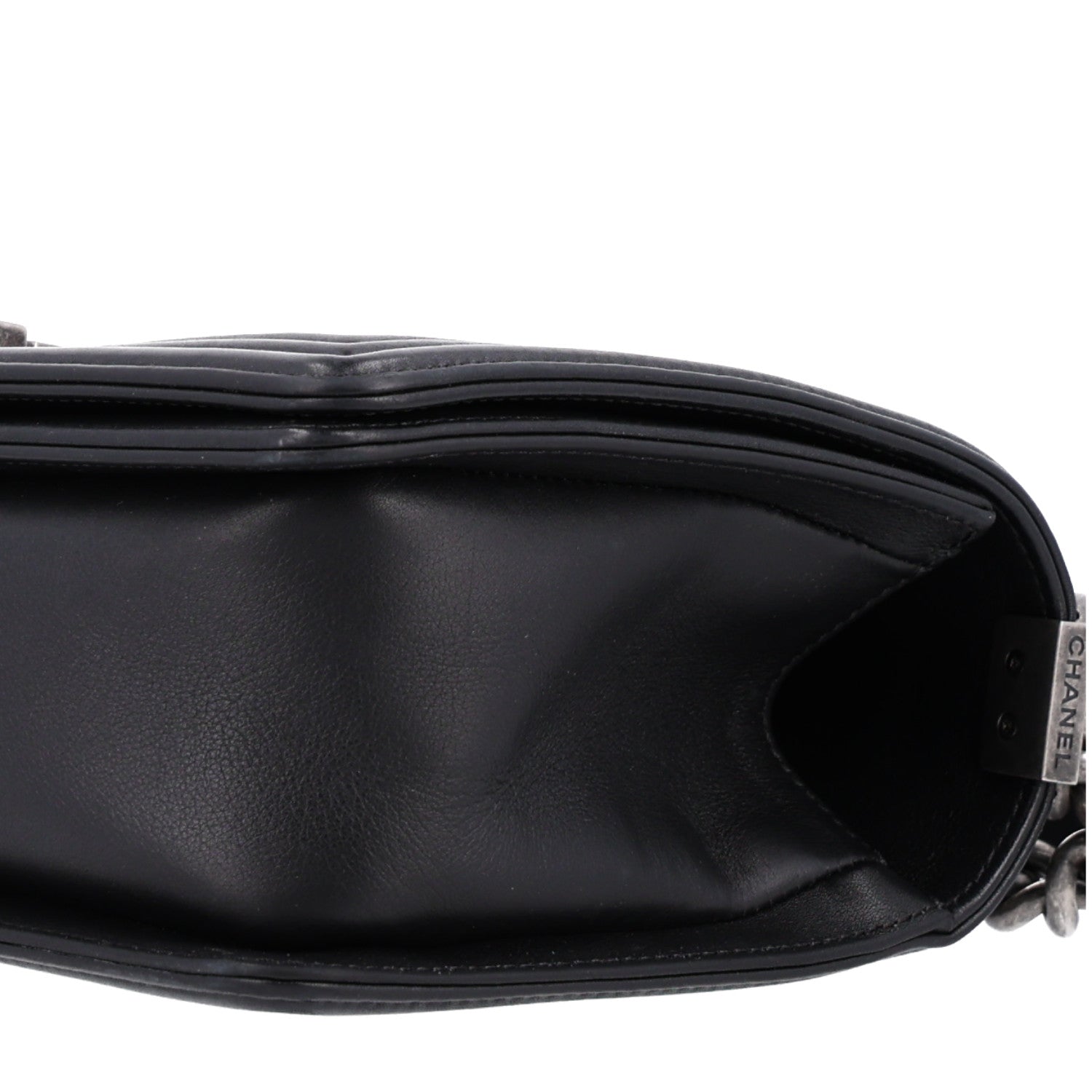 Lambskin Chevron Quilted Medium Boy Flap Black