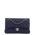 Caviar Quilted Small Double Flap Navy