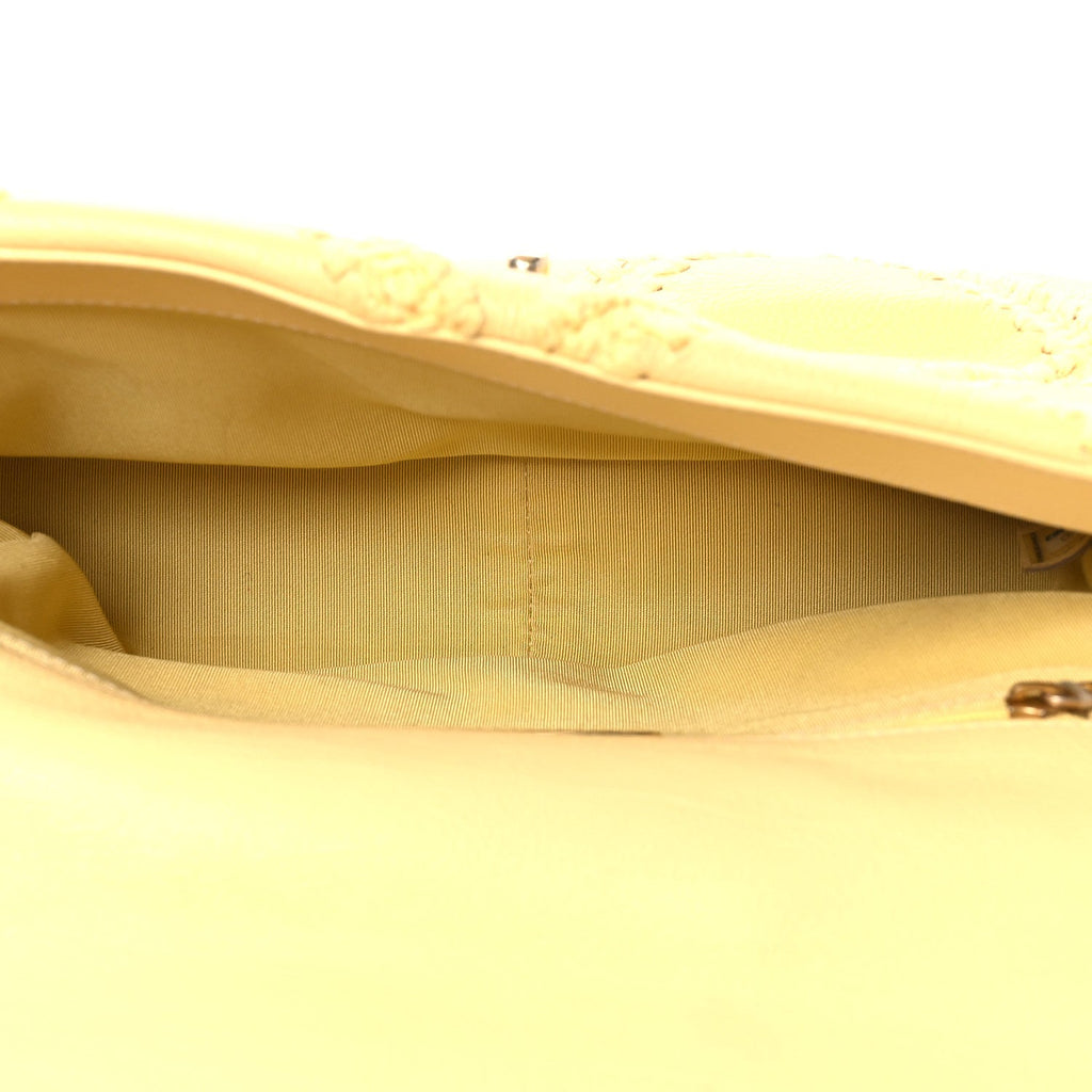 Calfskin Crochet Medium Chanel 19 Flap Yellow