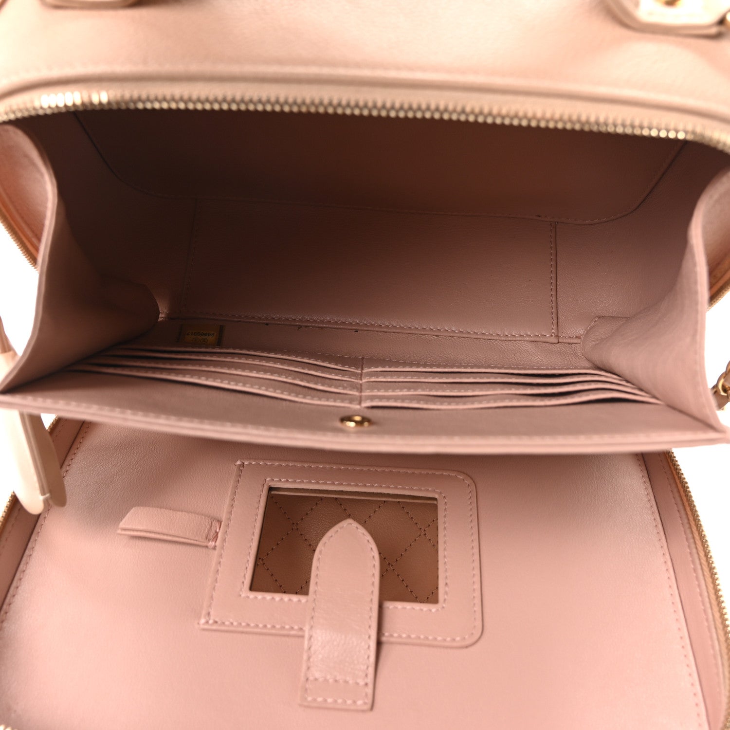 Caviar Quilted Large CC Filigree Vanity Case Beige