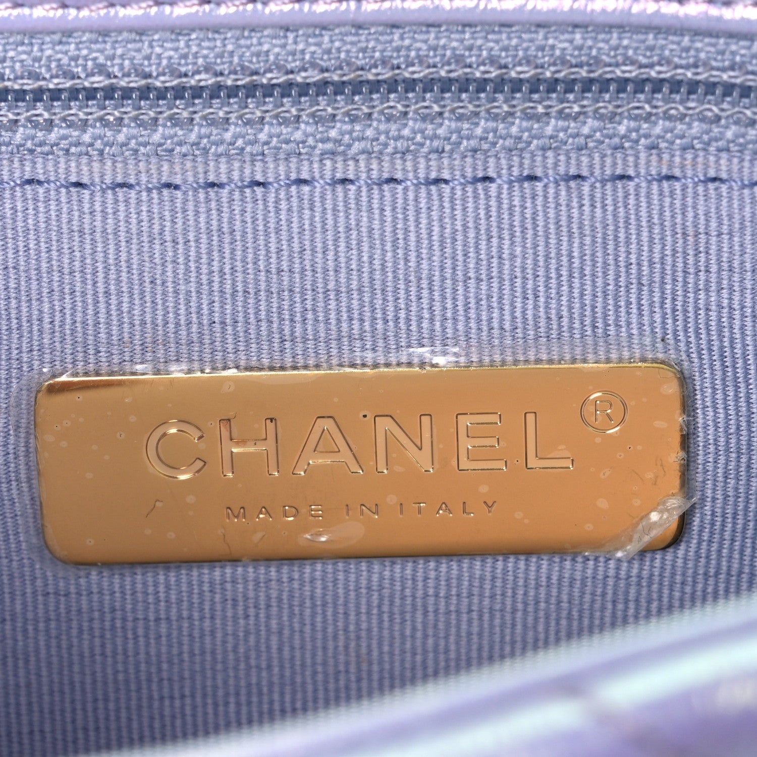Iridescent Calfskin Quilted Medium Chanel 19 Flap Light Purple Blue
