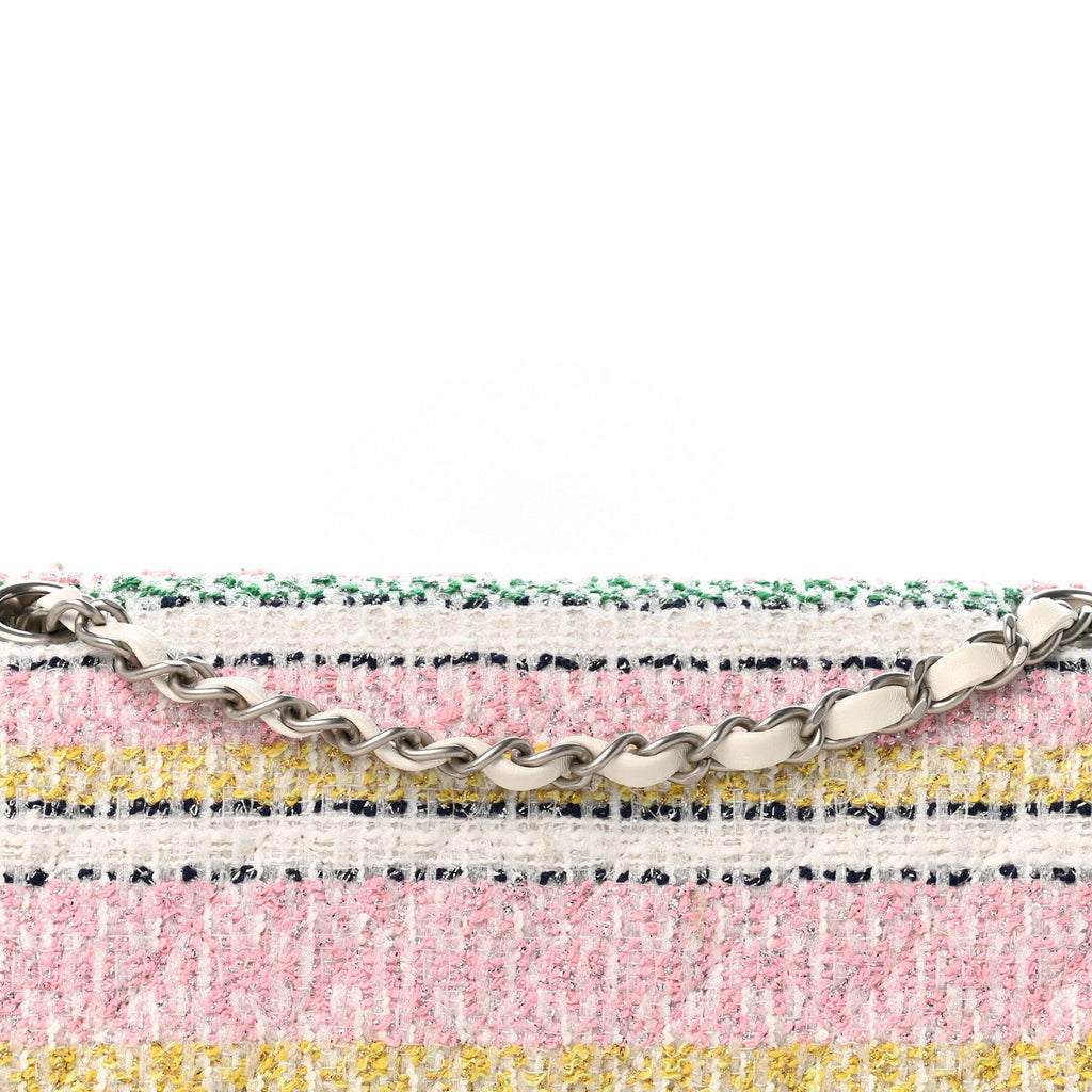 Tweed Quilted Medium Double Flap Yellow White Ochre