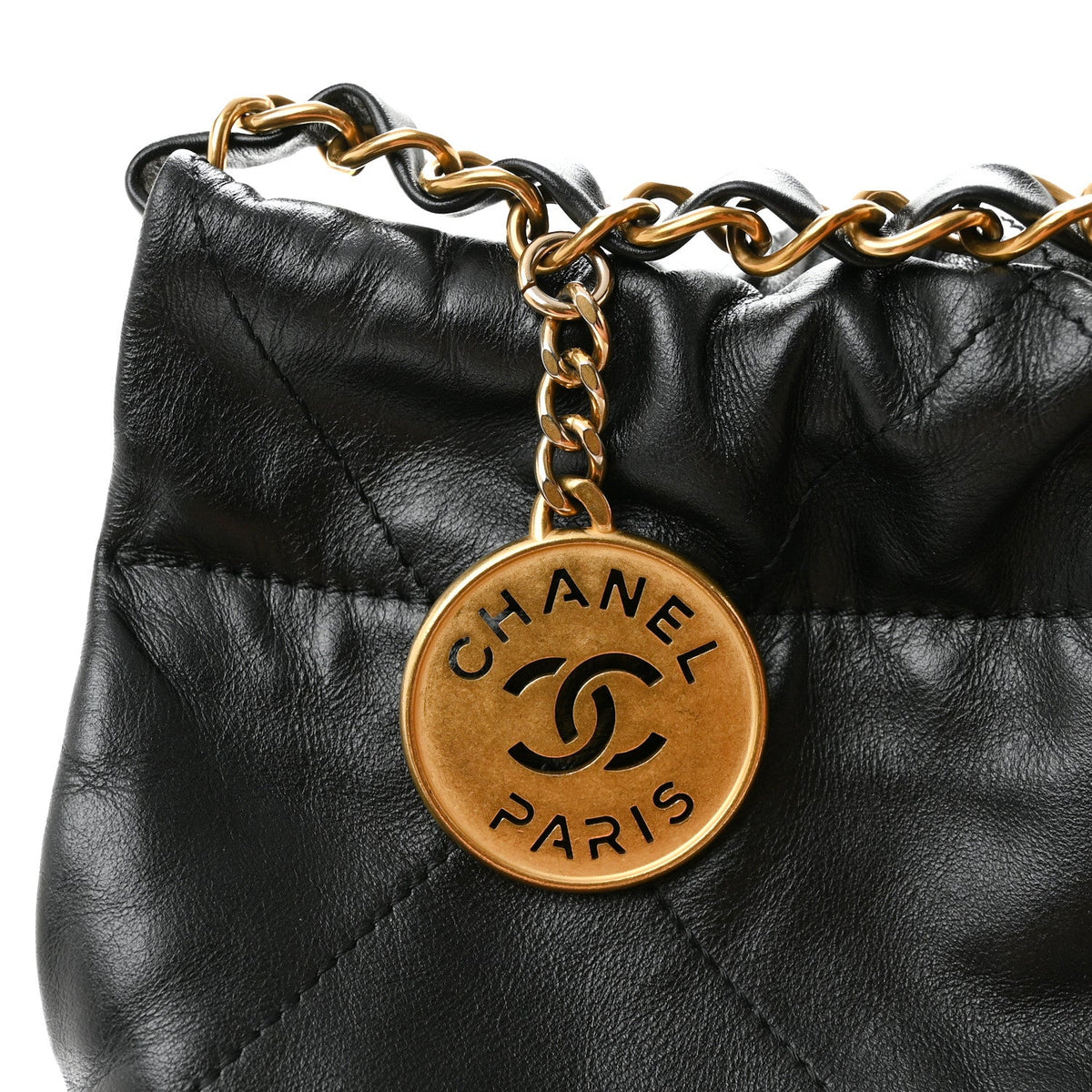 Shiny Calfskin Quilted Chanel 22 Black