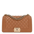 Caviar Quilted Medium Boy Flap Brown