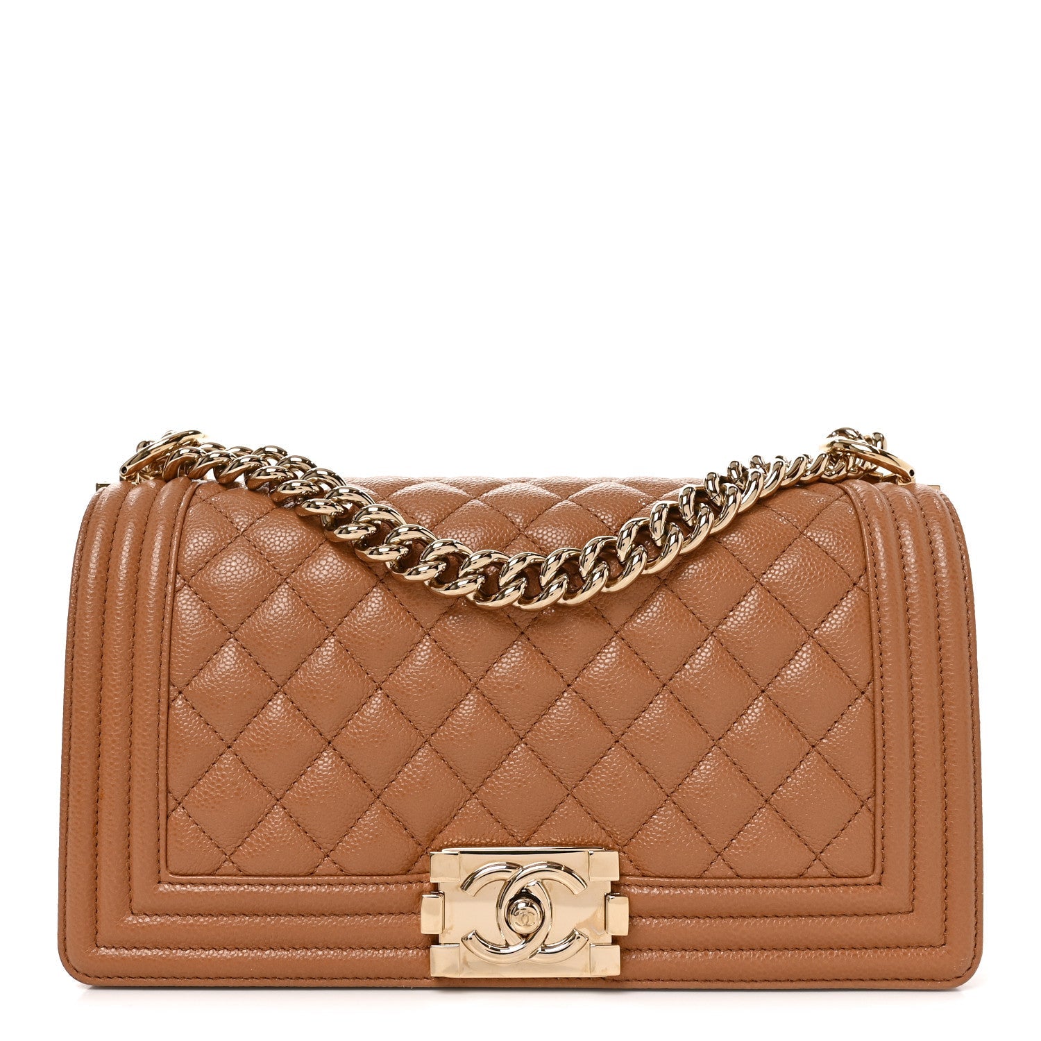 Caviar Quilted Medium Boy Flap Brown
