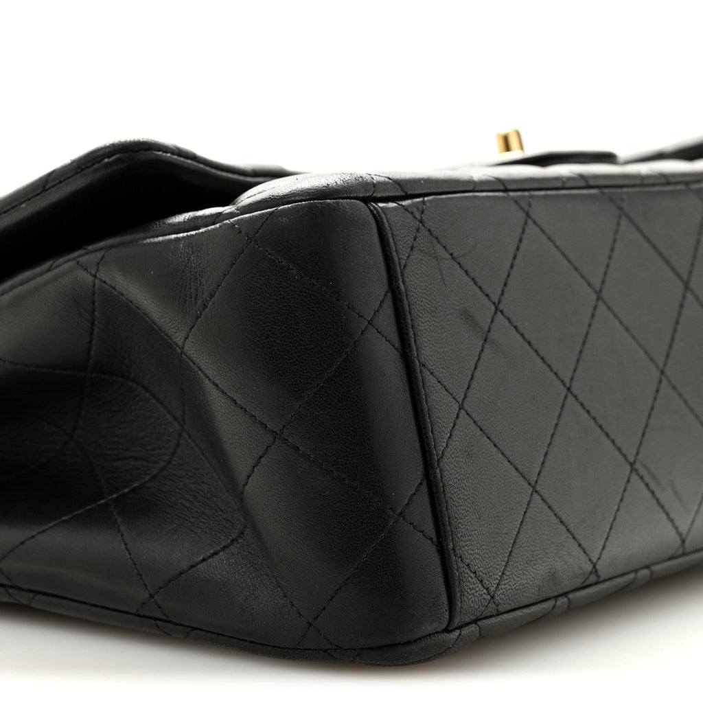 Lambskin Quilted Maxi Double Flap Black