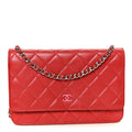 Lambskin Quilted Wallet On Chain WOC Red Pink