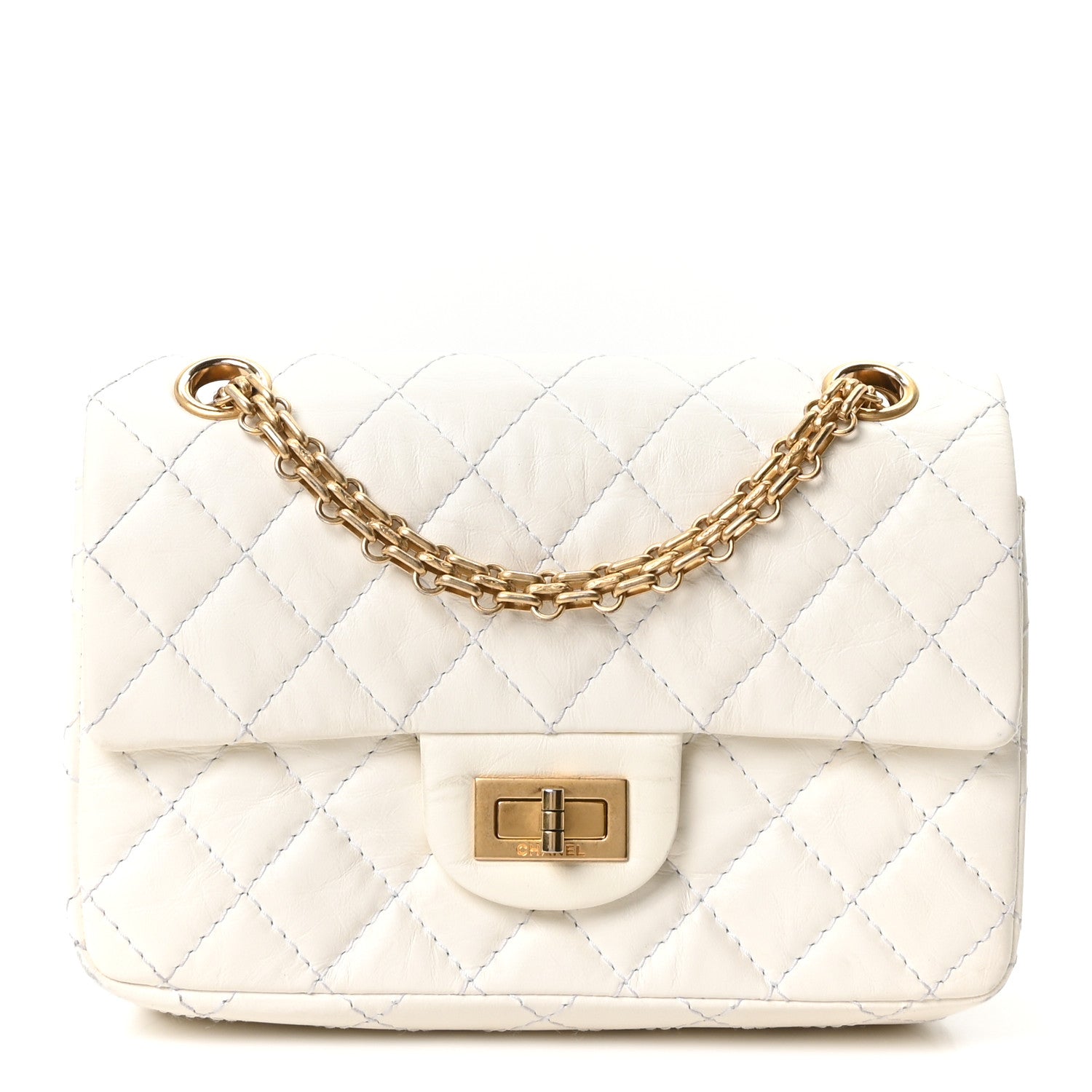Aged Calfskin Quilted 2.55 Reissue Mini Flap White