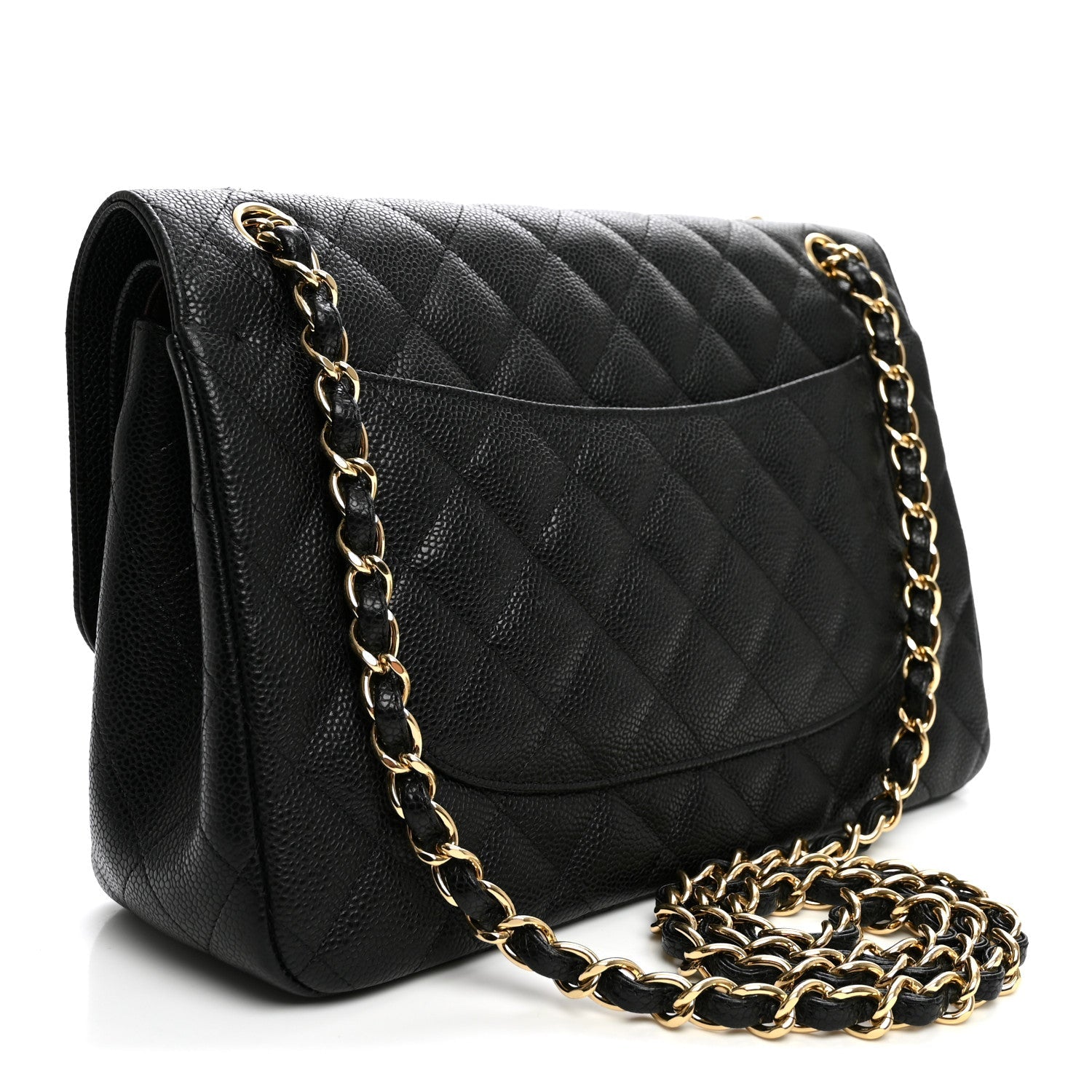 Caviar Quilted Jumbo Double Flap Black
