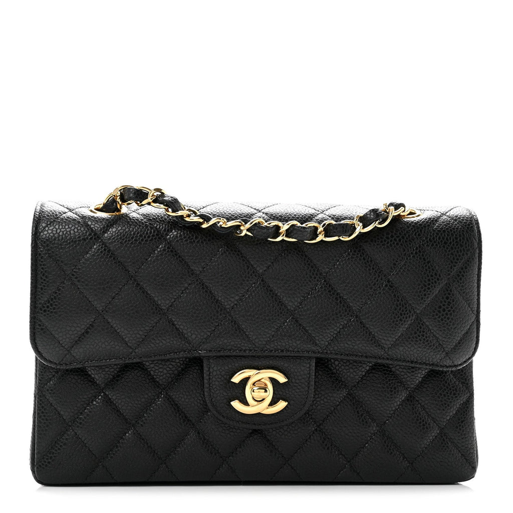 Caviar Quilted Small Double Flap Black