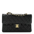 Caviar Quilted Small Double Flap Black