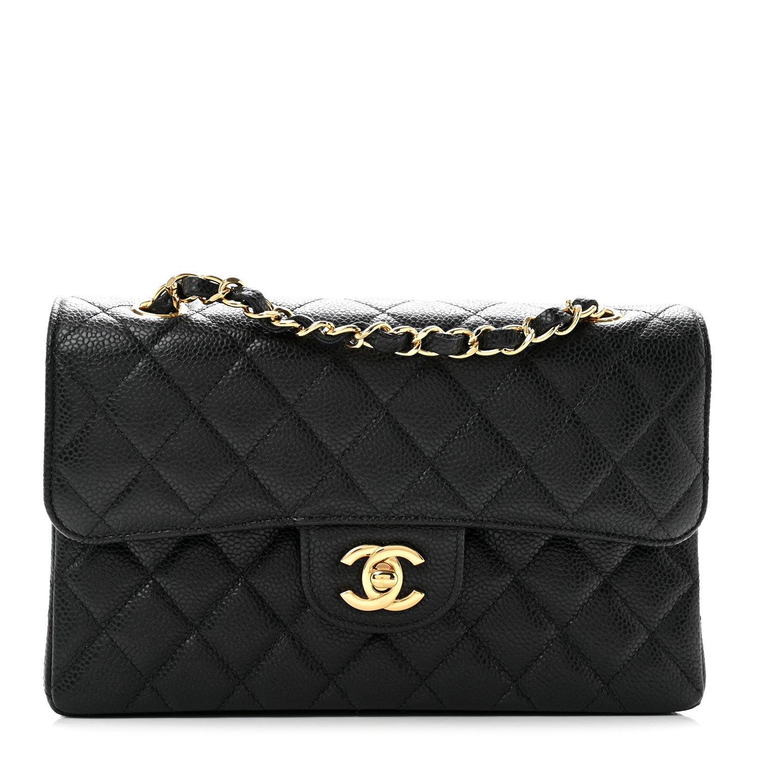 Caviar Quilted Small Double Flap Black
