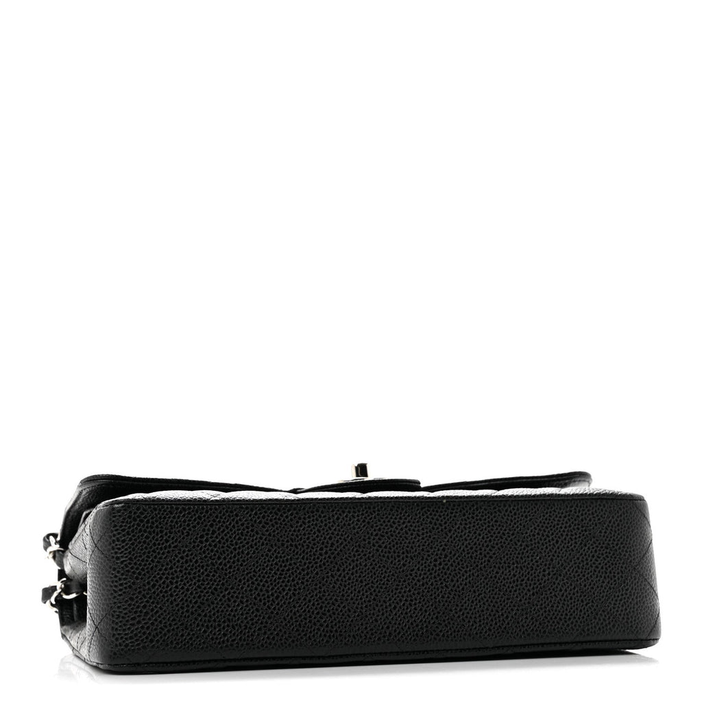 Caviar Quilted Medium Double Flap Black