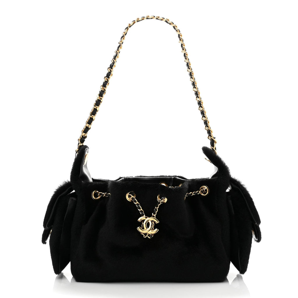Pony Hair Mini Chanel 25 Handbag Black