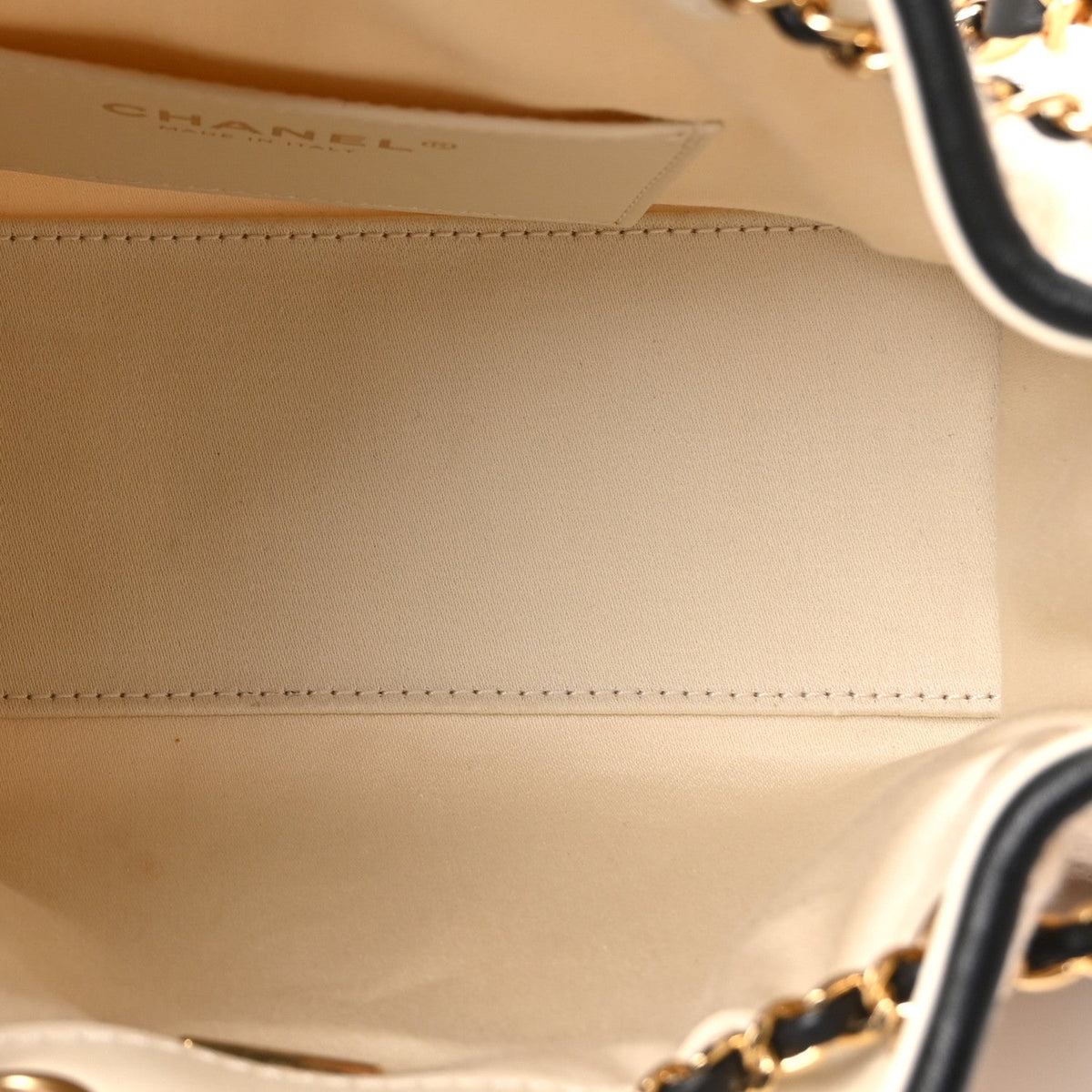 Canvas Calfskin Quilted Mini Chanel 25 Handbag Ecru Black