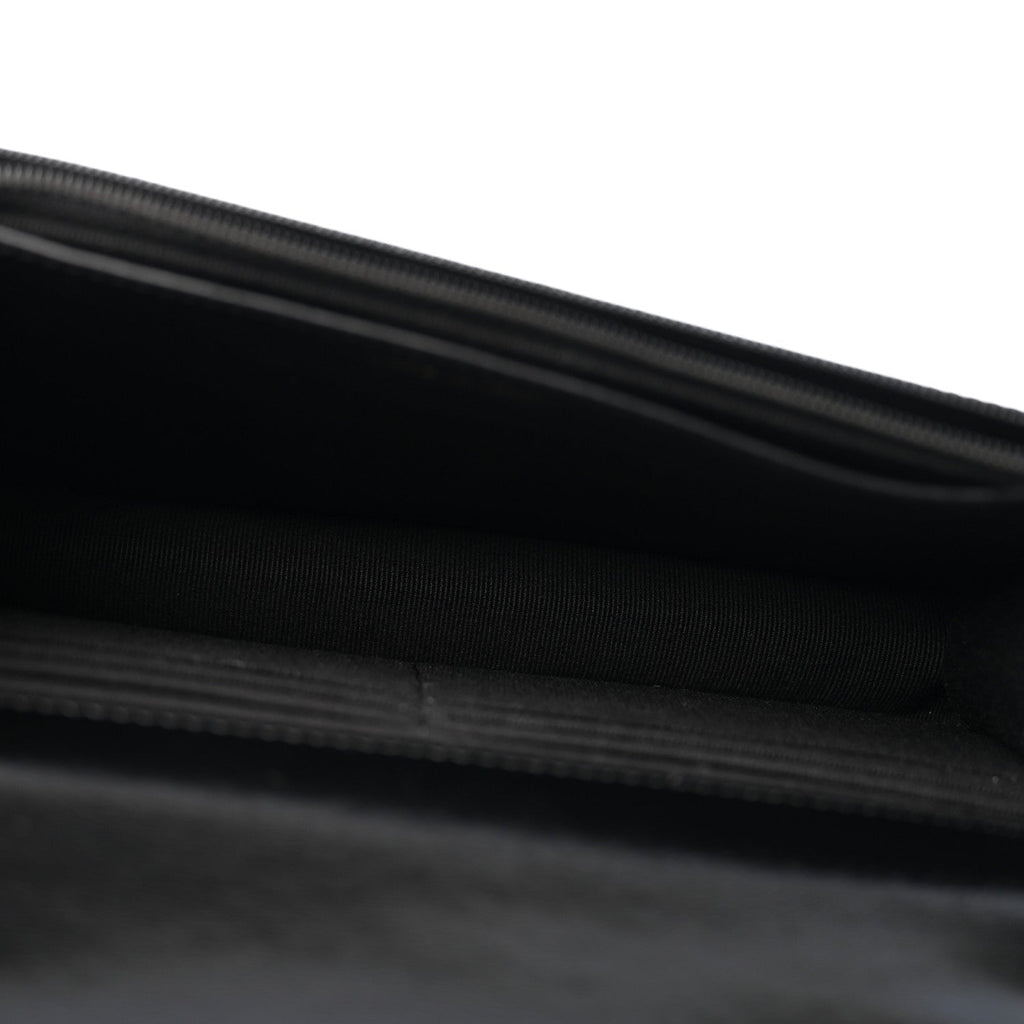 Shiny Crumpled Calfskin Quilted Chanel 19 Wallet On Chain WOC Black
