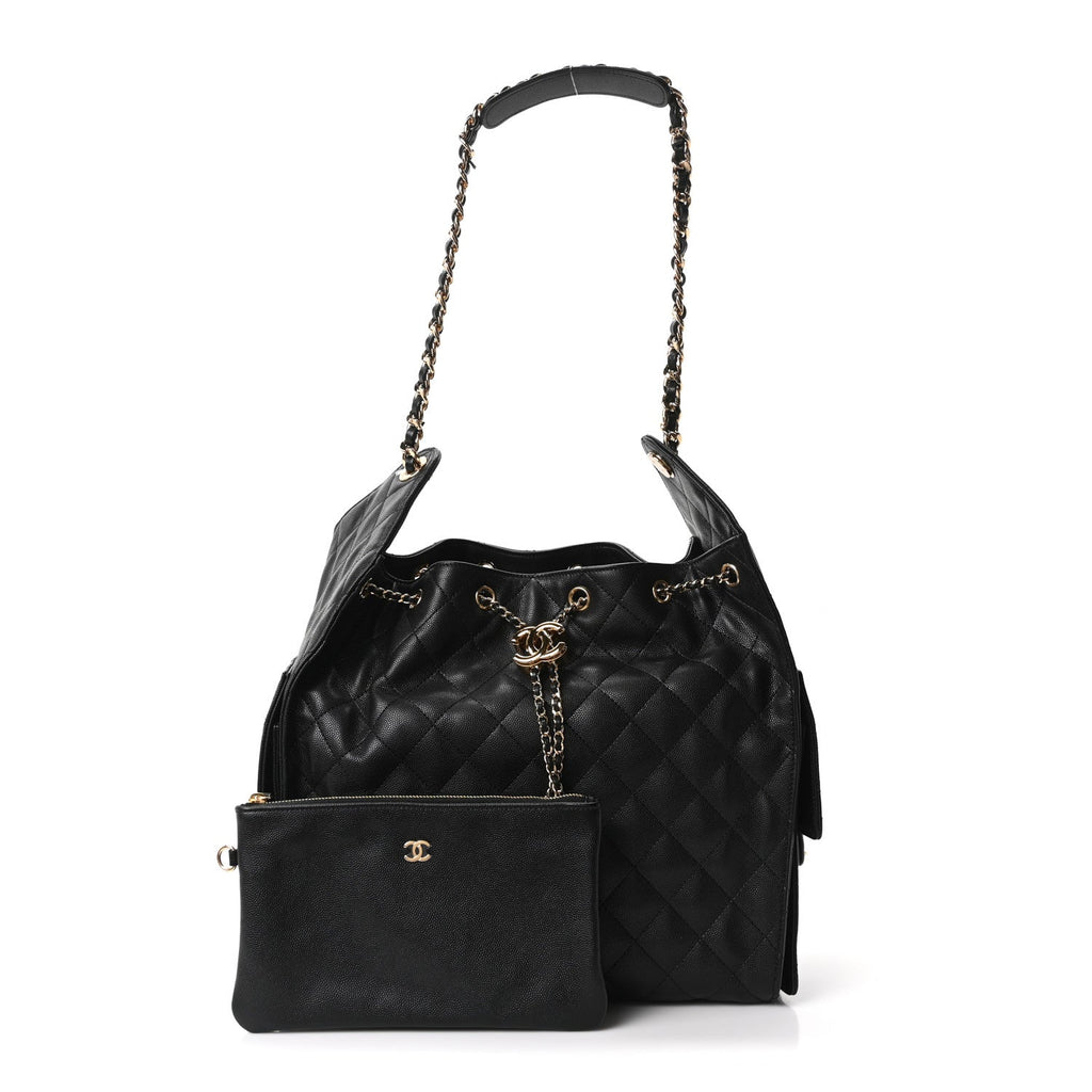 Caviar Quilted Medium Chanel 25 Handbag Black