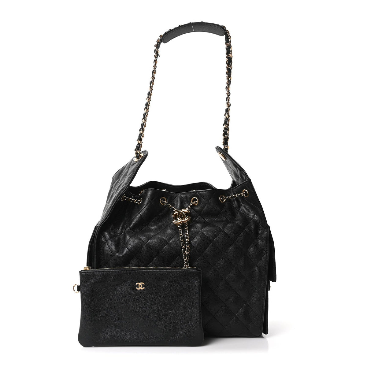 Caviar Quilted Medium Chanel 25 Handbag Black