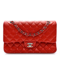 Lambskin Quilted Medium Double Flap Red