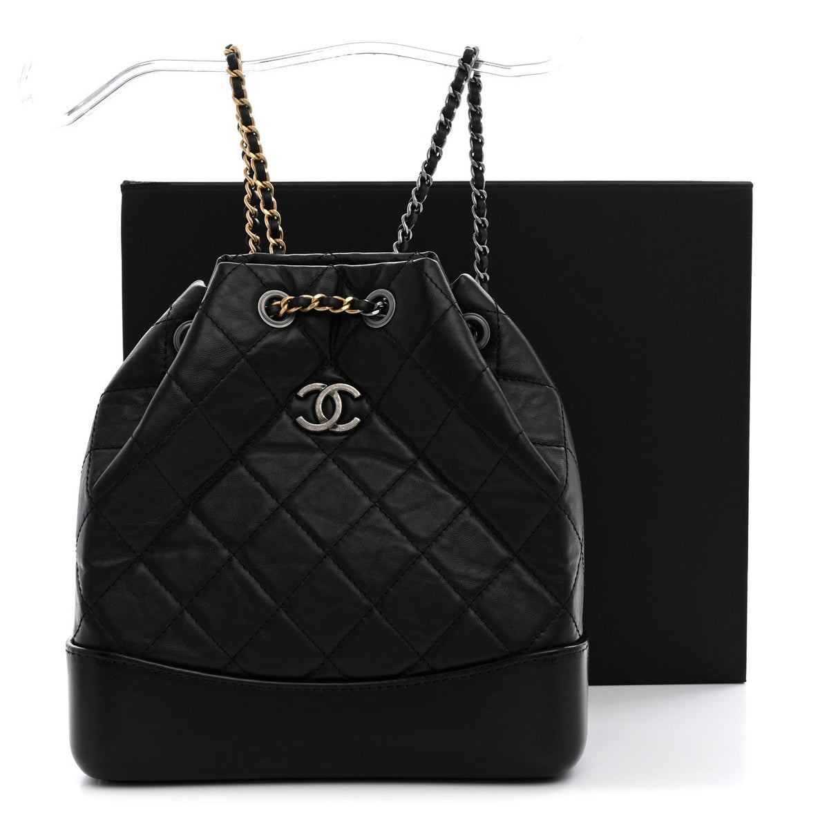 Aged Calfskin Quilted Small Gabrielle Backpack Black