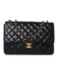 Lambskin Quilted Jumbo Double Flap Black