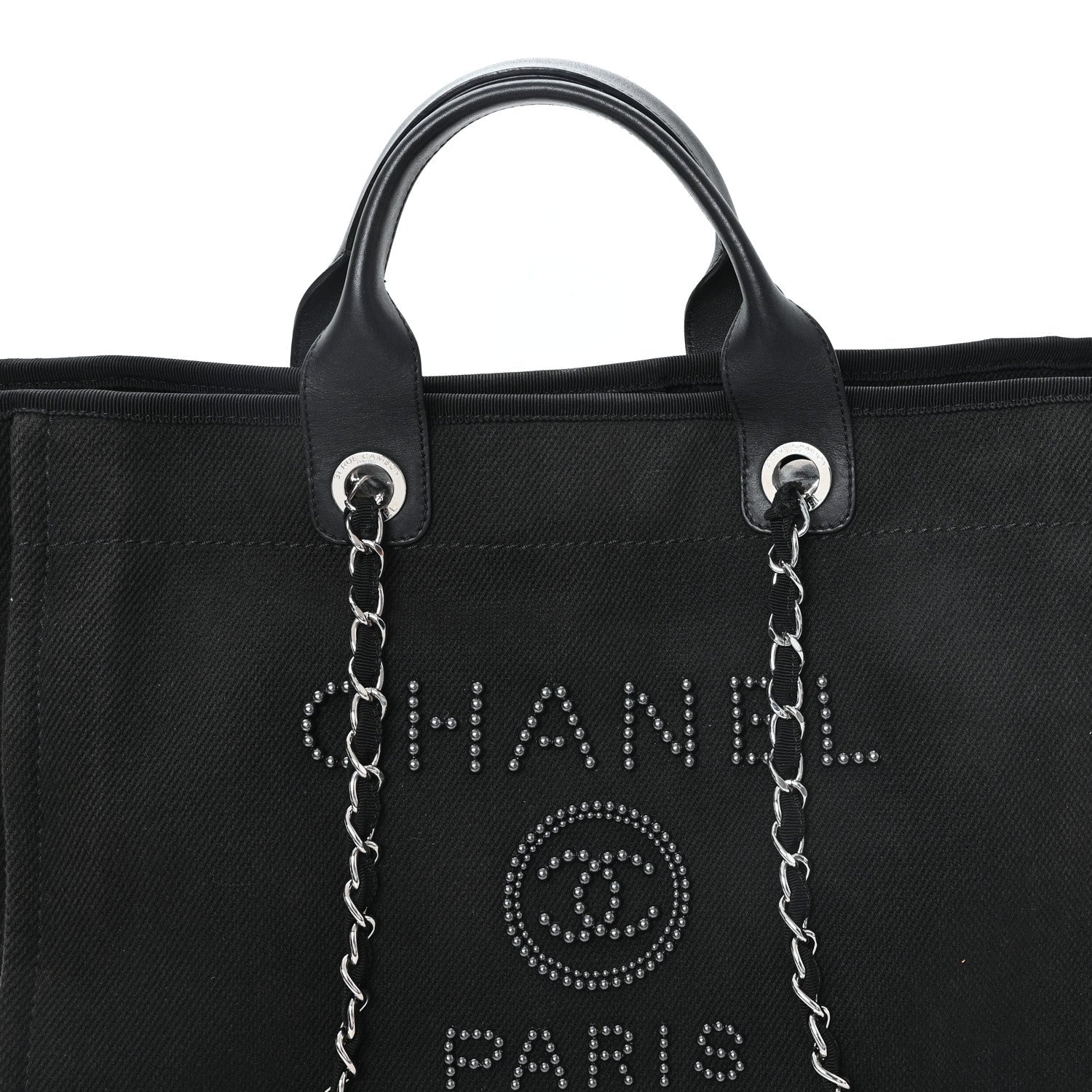 Canvas Pearl Medium Deauville Tote Black
