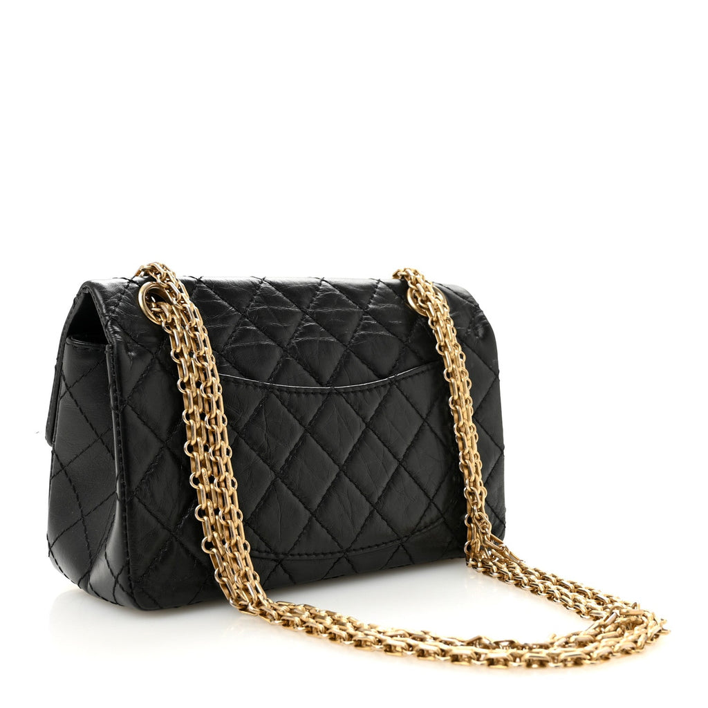 Aged Calfskin Quilted 2.55 Reissue Mini Flap Black
