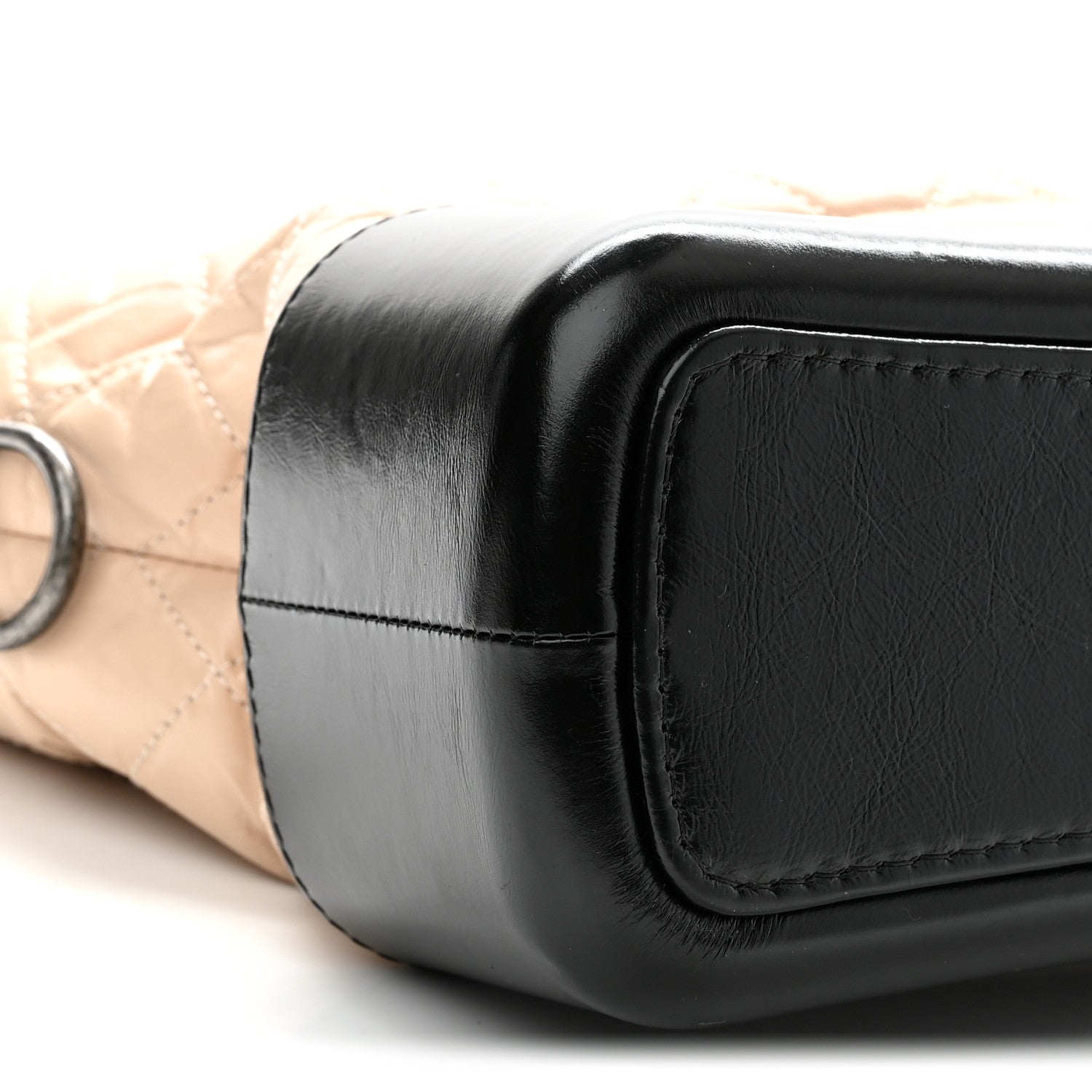 Aged Calfskin Quilted Medium Gabrielle Hobo Beige Black