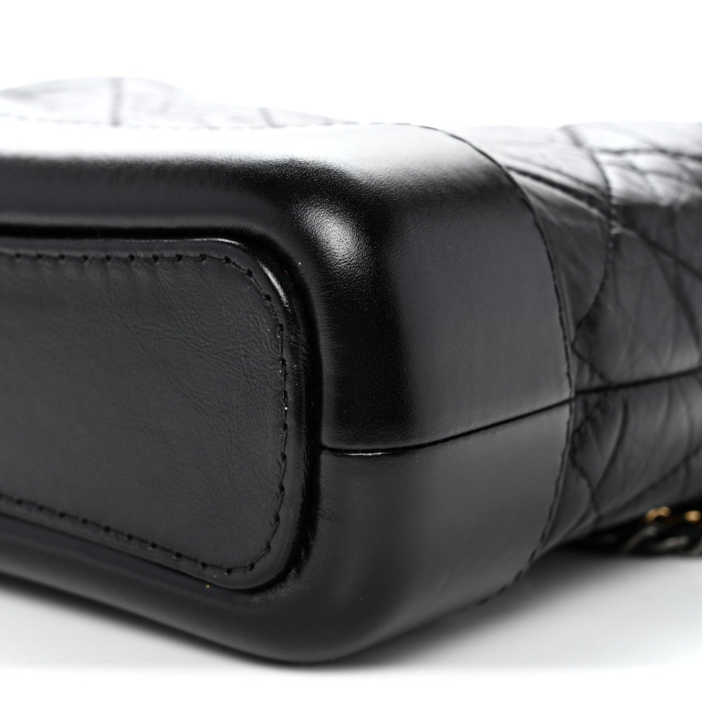 Aged Calfskin Quilted Small Gabrielle Hobo Black