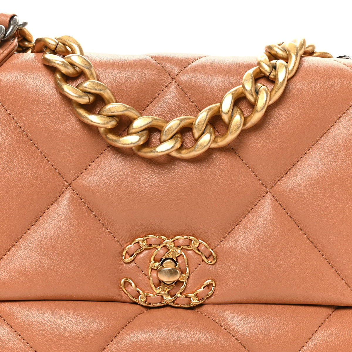 Lambskin Quilted Large Chanel 19 Flap Brown