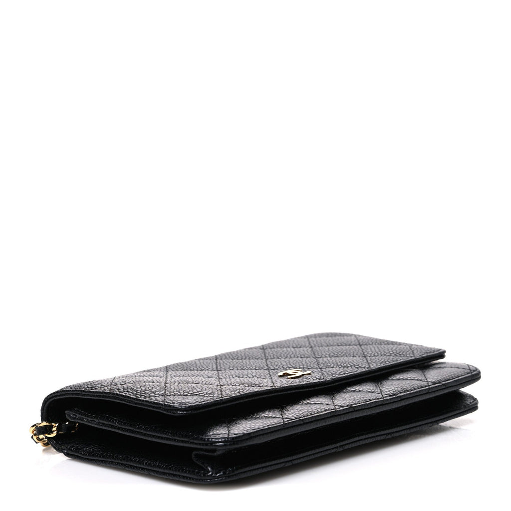 Caviar Quilted Wallet on Chain WOC Black