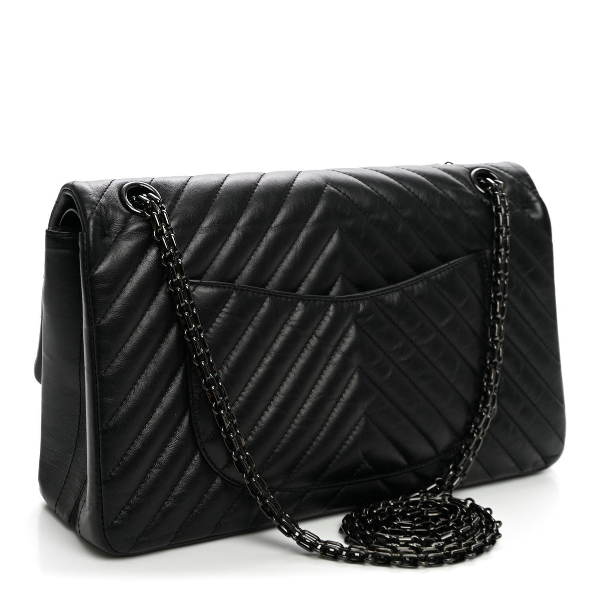Aged Calfskin Chevron Quilted 2.55 Reissue 226 So Black